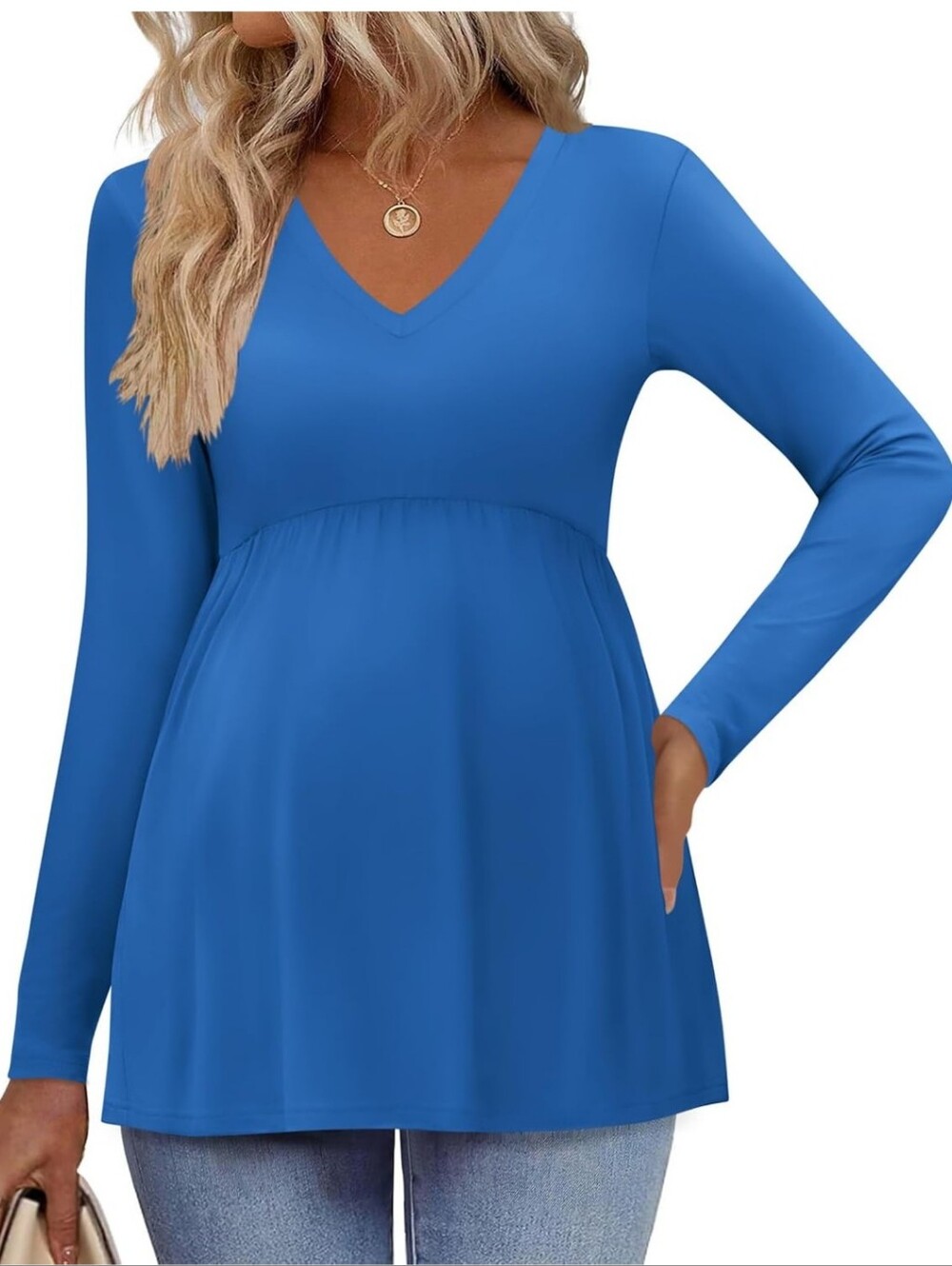 Ekouaer V-Neck Long Sleeve Maternity Top, EUC